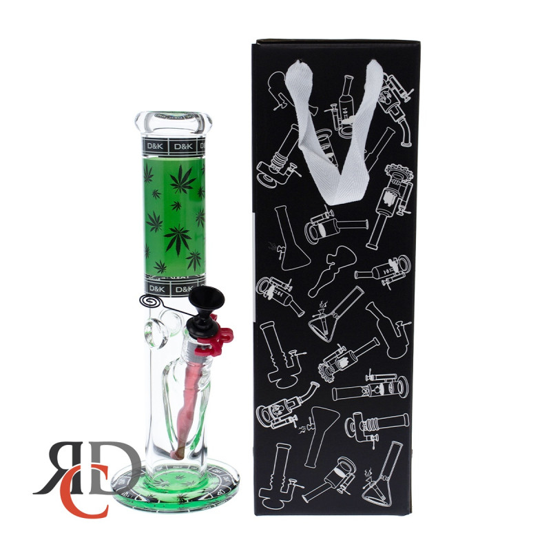 WATER PIPE STRAIGHT TUBE COLOR DOWNSTEM GREEN LEAF END PROHIBITION IN A GIFT BOX WP1929 1CT